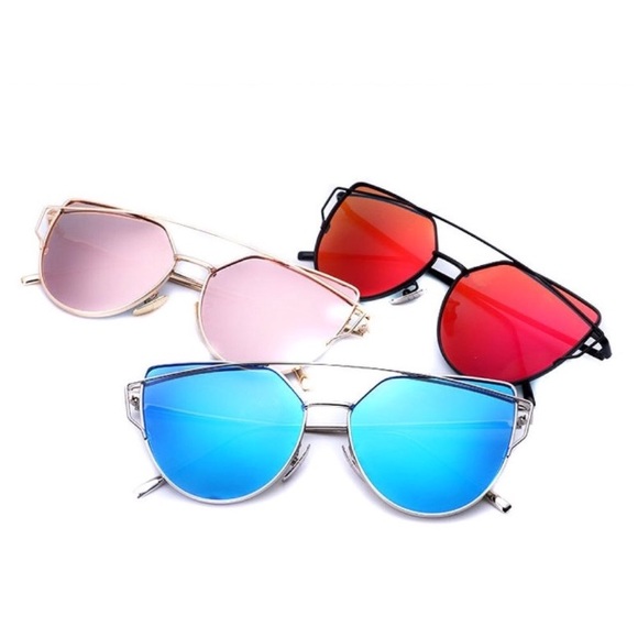 Mirrored Silver Flash Cat Eye Aviator Sunglasses - Picture 4 of 4